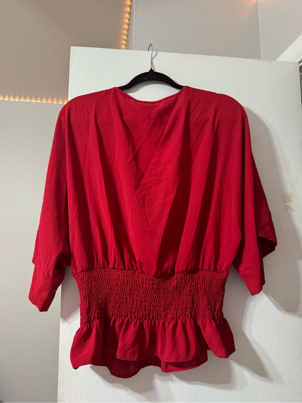 Red Smocked Blouse - Picture 2 of 4
